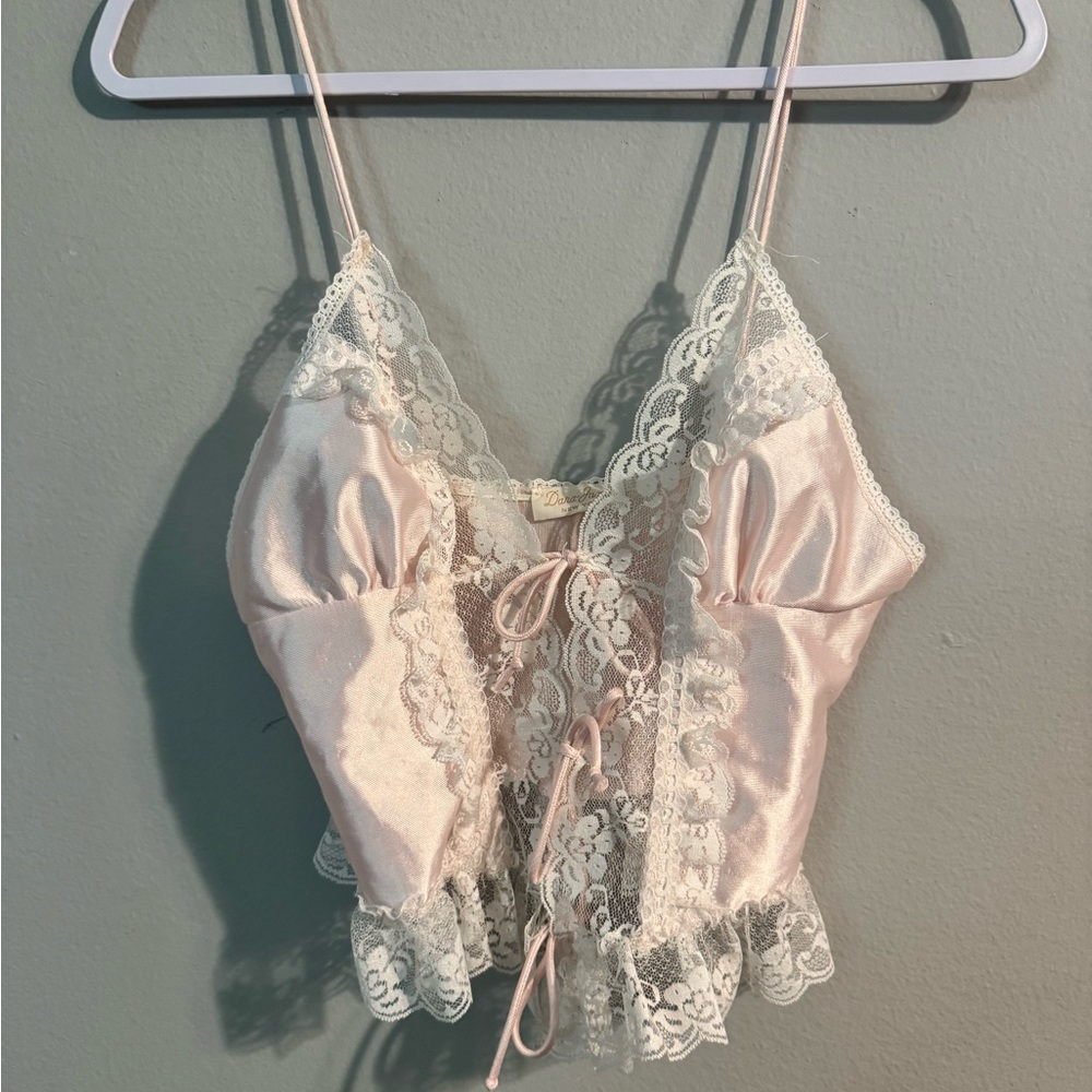 Elegant Lace Trim Satin Camisole size M